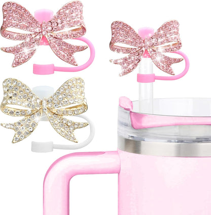 Cute Straw Cover Cap for Stanley Cup Accessories,Bling Straw Toppers for Stanley Tumbler 40&30 oz,Reusable Straws Tips Protectors Compatible with 10mm Straws
