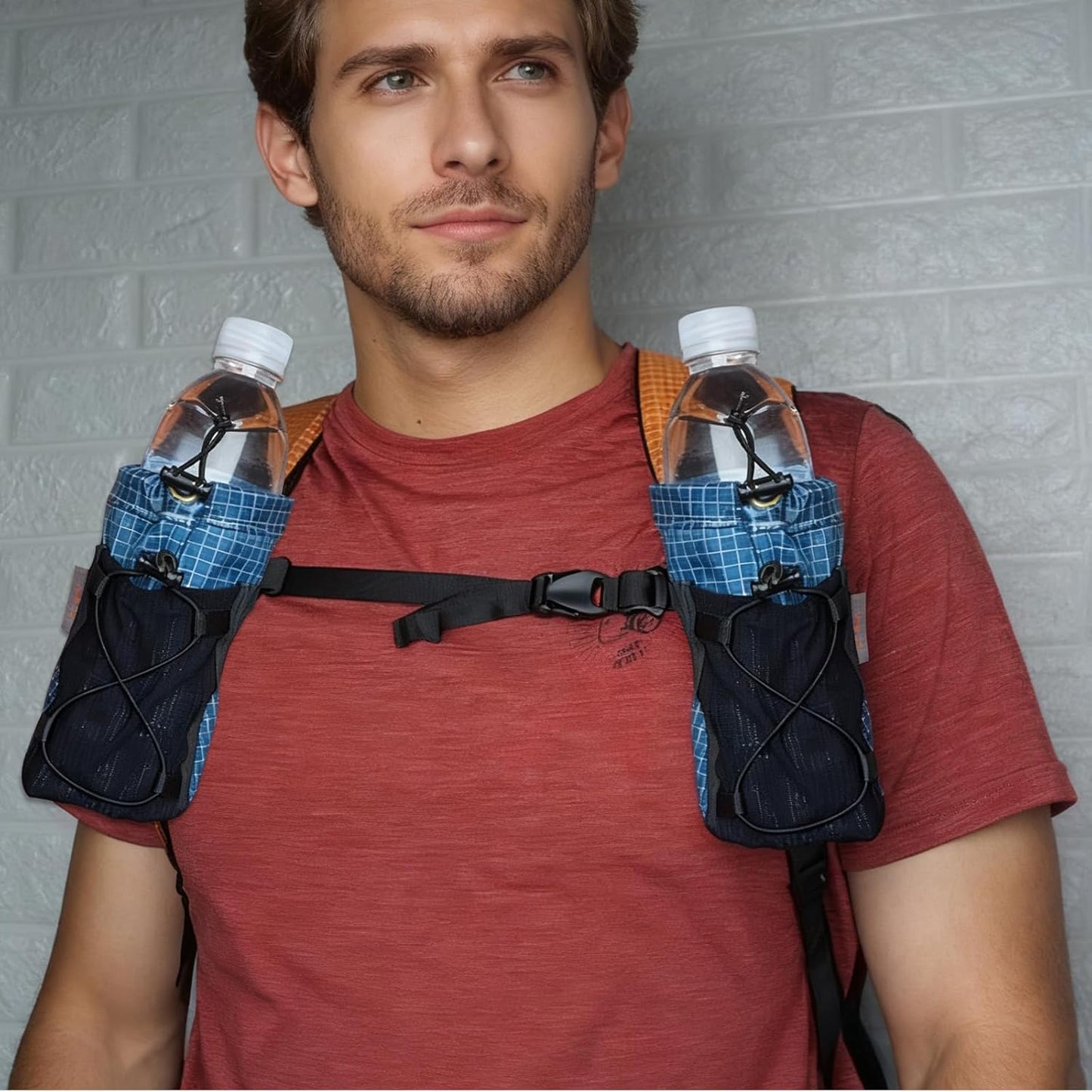 3F UL Gear Water Bottle Sleeve for Backpack Shoulder Straps, Bottle Pouch Accessories, Adjustable Molle Water Bottle Bag for Camping Travel Fishing Outdoor Activities(Grey)
