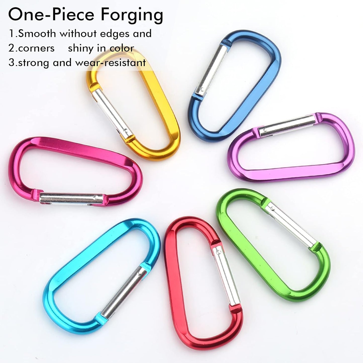 CampTek Carabiner Caribeaner Clip,3" Large Aluminum D Ring Shape Carabeaner with Keyring Keychain Hook
