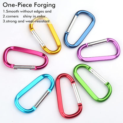 CampTek Carabiner Caribeaner Clip,3" Large Aluminum D Ring Shape Carabeaner with Keyring Keychain Hook