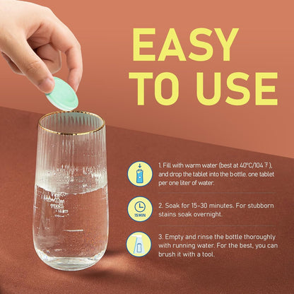Water Bottle Cleaning Tablets, Bottle Clean Tablet for Hydration Bladders, Stainless Steel, Tumblers, and Glass Bottles, 120 count (Pack of 1), Apple