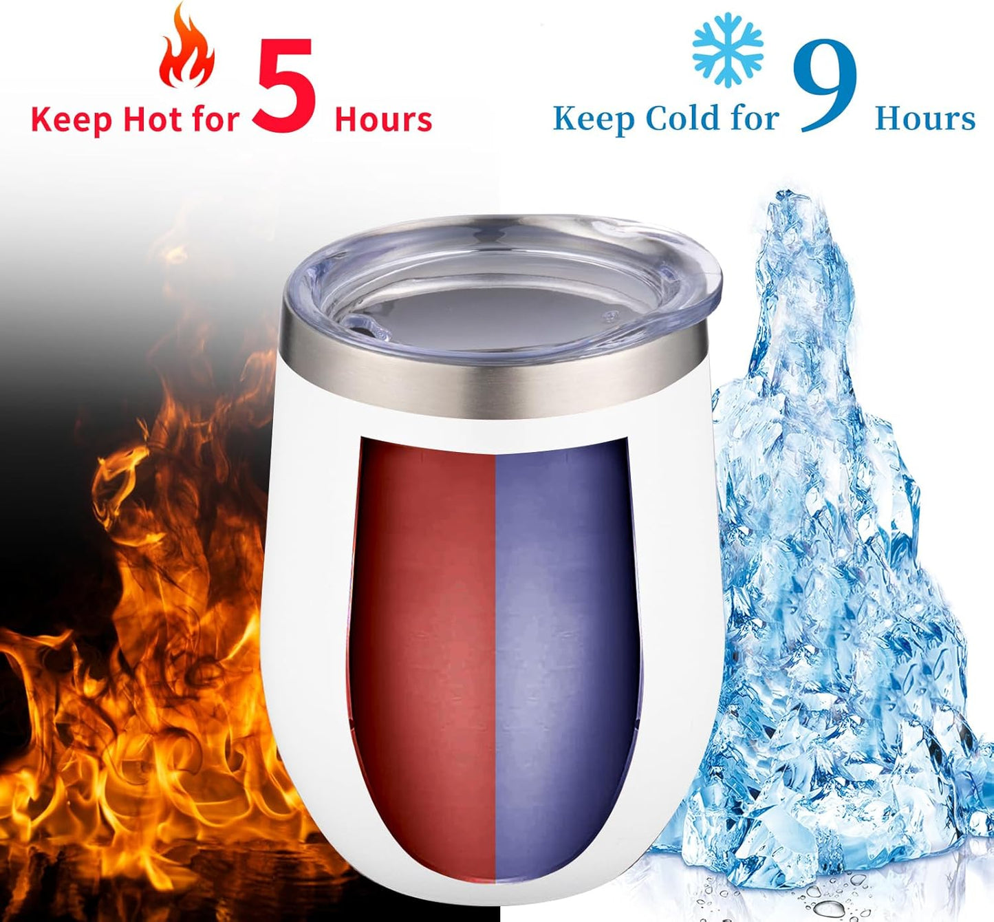 12oz/4 Pack Wine Tumbler Glasses with Lid Stemless Double Wall Vacuum Stainless Steel Travel Tumbler Keeping Cold & Hot for Wine,Coffee,Cocktails,Drinks-Family and Gifts (Multi color-dark)