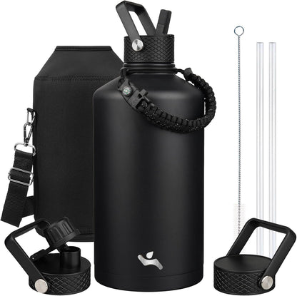 Konokyo 22oz Stainless Steel Bottles with 3 Lids Sport Insulated Water Bottle,Mint
