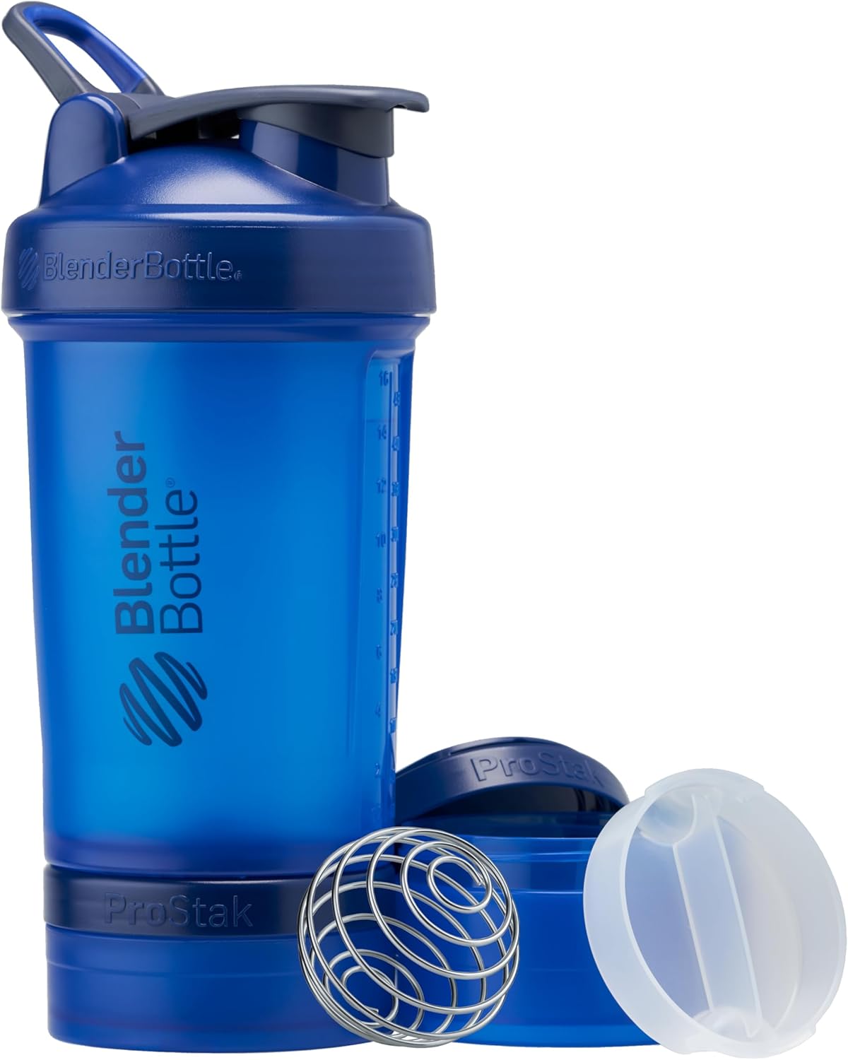 BlenderBottle Shaker Bottle with Pill Organizer and Storage for Protein Powder, Classic V2 ProStak System, 22-Ounce, Midnight Black
