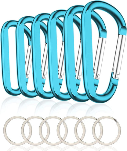 CampTek Carabiner Caribeaner Clip,3" Large Aluminum D Ring Shape Carabeaner with Keyring Keychain Hook