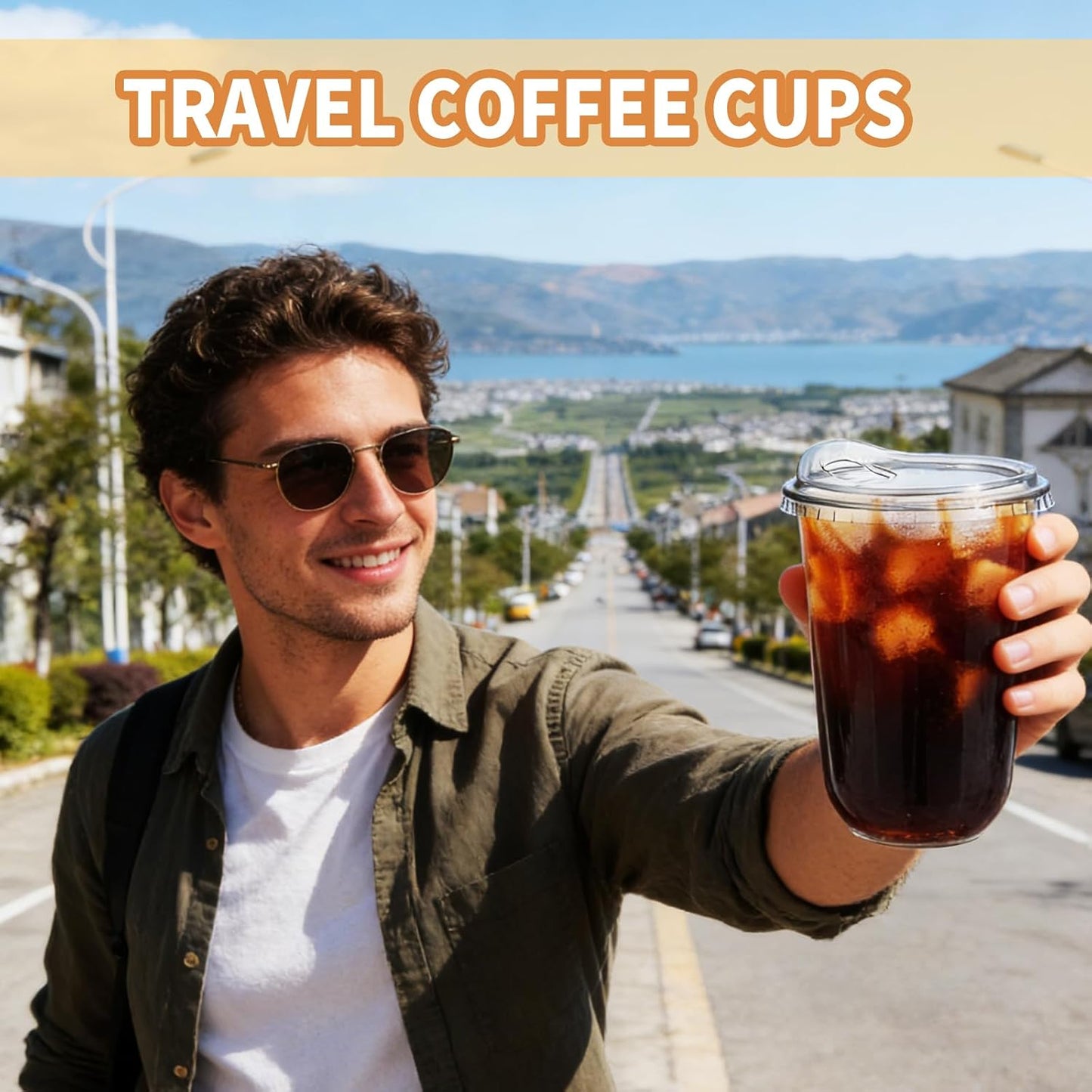 Alaeseje 50 Pack Clear Plastic Cups with Strawless Sip Lids,16 oz Iced Coffee Cups with Lids,Disposable PET Crystal Cups,Round Bottom To Go Cup for Iced Coffee Juice Smoothie Cold Beverage