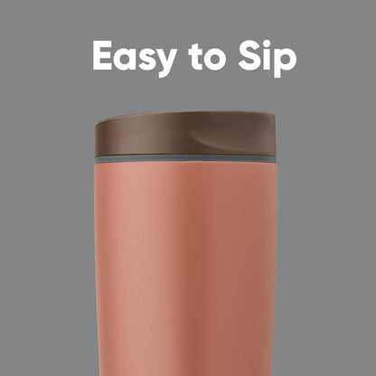 Owala SmoothSip Slider Insulated Stainless Steel Coffee Tumbler, Reusable Iced Coffee Cup, Hot Coffee Travel Mug, BPA Free 20 oz, Grey/Blue (High Dive)