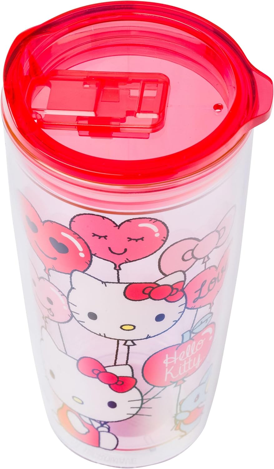Silver Buffalo Sanrio Hello Kitty Milk Carton Pattern Plastic Boba Tumbler w Lid and Wide Straw, 24 Ounces