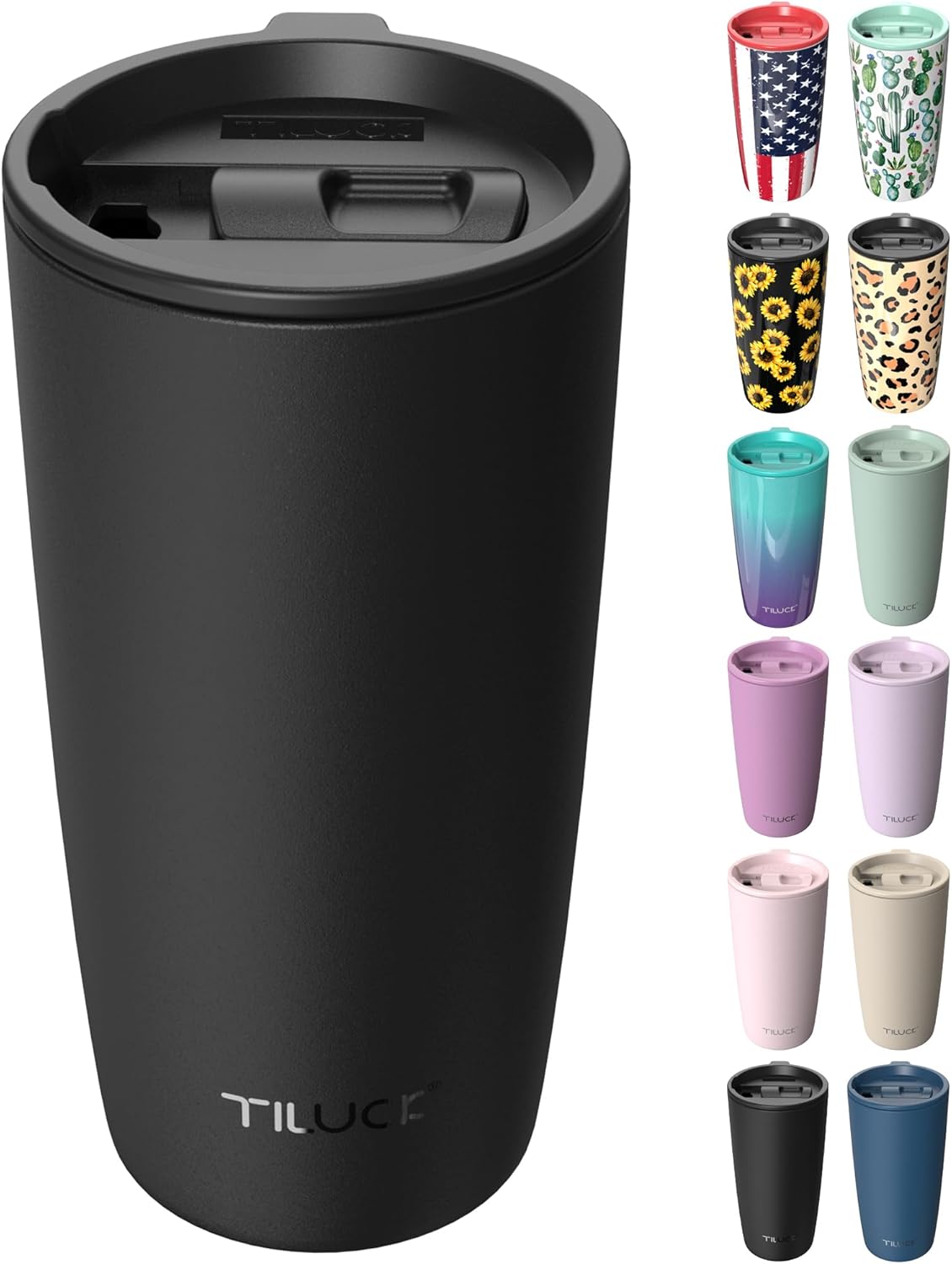 TILUCK 20 oz Insulated Tumbler with BPA-Free Lid, Stainless Steel Vacuum Travel Coffee Mug, Double Wall Coffee Tumbler（20oz，Matte DarkBlue）