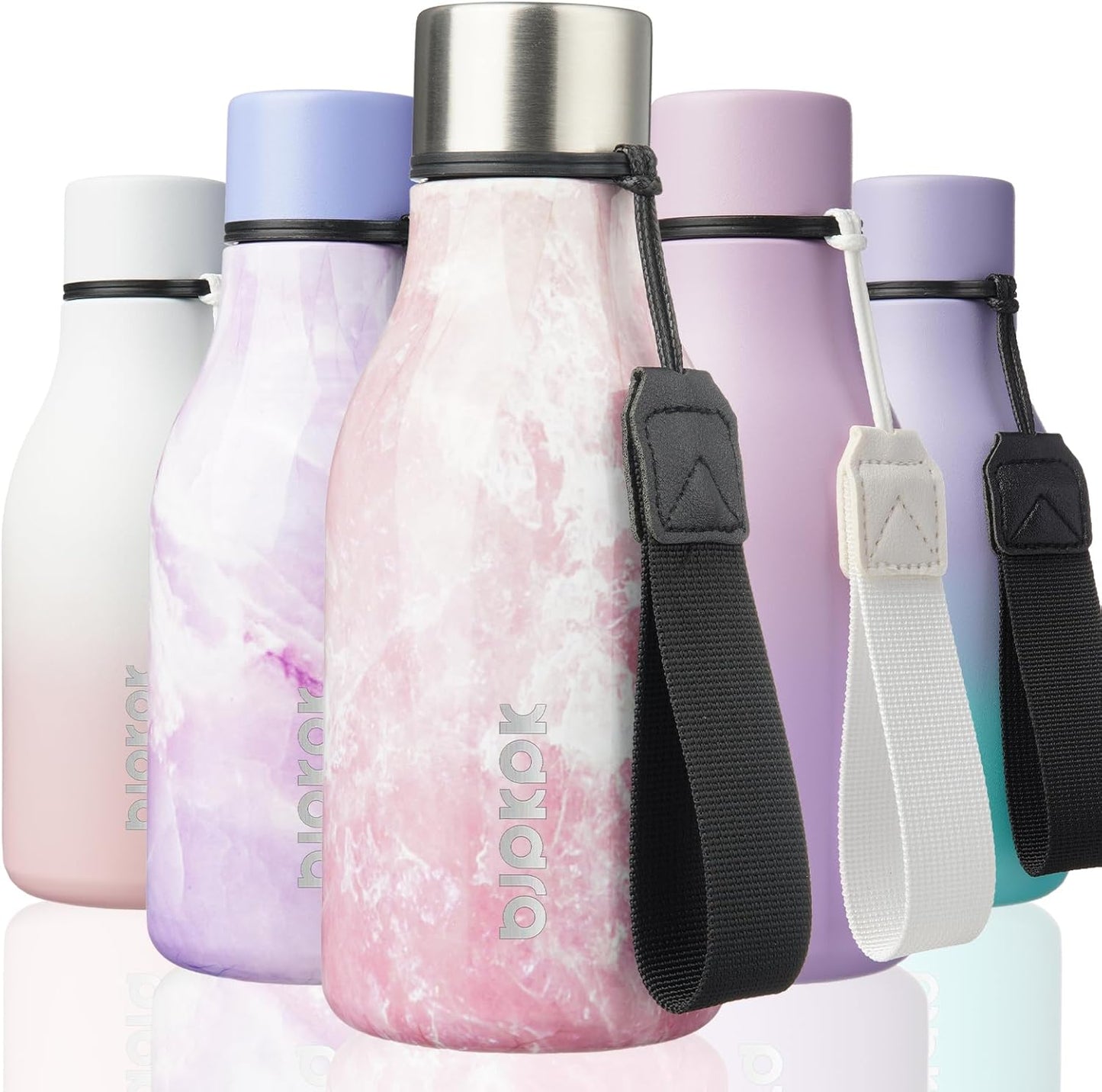 BJPKPK Insulated Water Bottles, 18 oz Stainless Steel Metal Water Bottle with Strap, BPA Free Leak Proof Jugs, Mugs, Flasks, Reusable Thermal Flasks for Sports & Travel, Black - Colors A