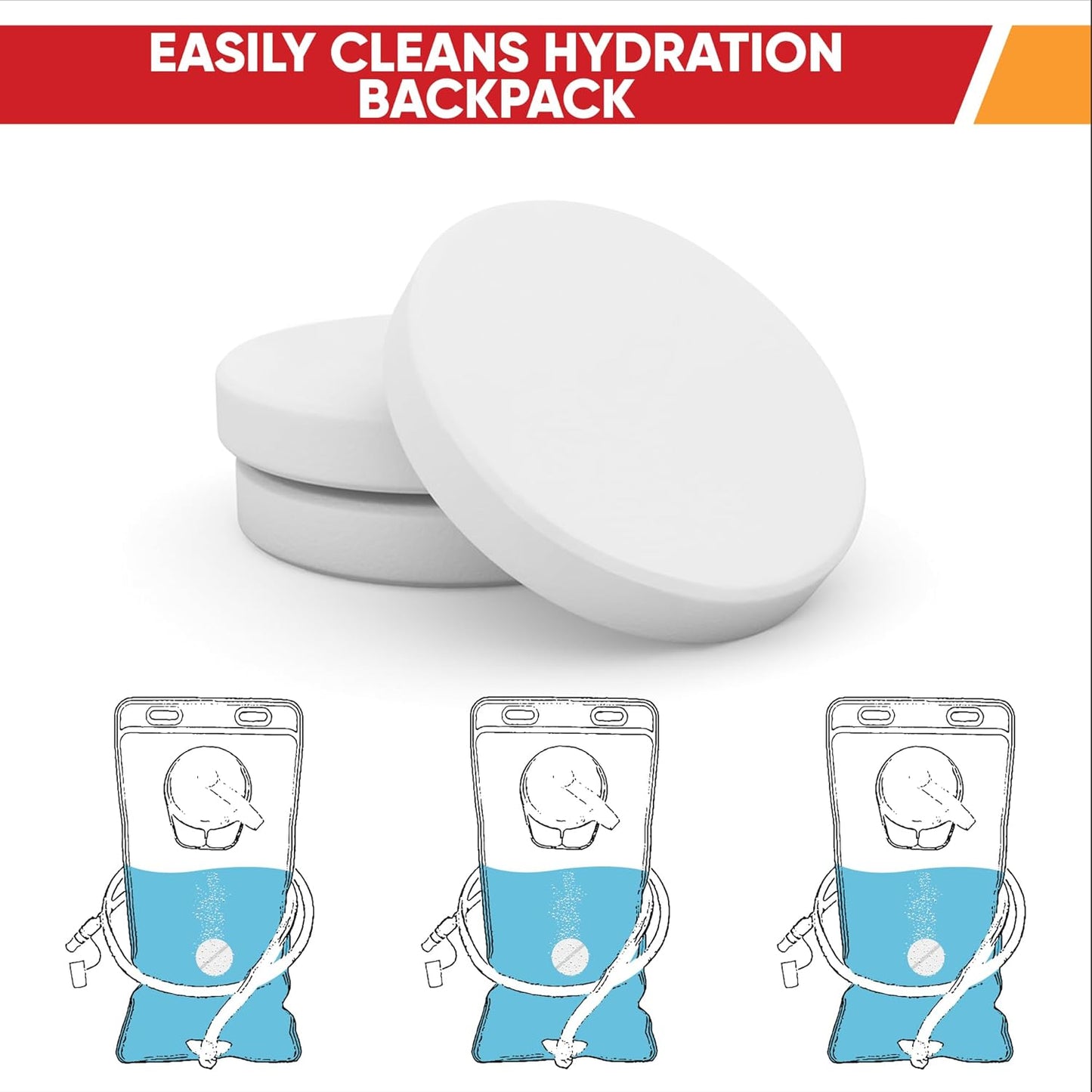 CleanHike Hydration Bladder Cleaning Tablets, 36 Count - Hydration Pack & Water Reservoir Cleaner Tablets, Individually Wrapped Effervescent Tabs, Removes Stains & Odors, Mint Scent, Travel Ready