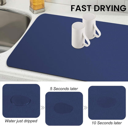 WISELIFE Dish Drying Mat Super Absorbent Drying Mat Large Dish Drying Mats for Kitchen Counter Easy Clean Dish Mat Kitchen Drying Mat15"x 18" Stylish Grey