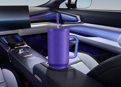 Meoky 40 oz Tumbler with Handle and Straw: Stainless Steel Insulated Tumbler with Lid and Straw - 100% Leak Proof Tumbler for Car Cup Holders - Travelers Commuters Workers, Donut