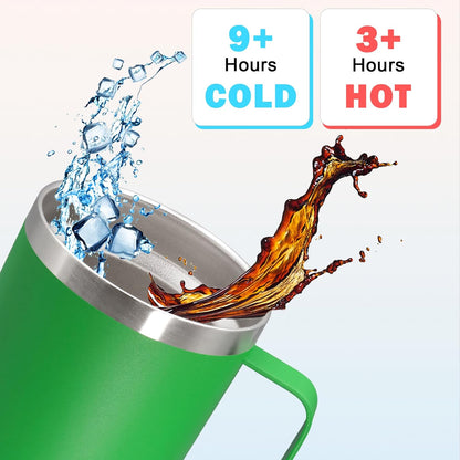 20 oz Tumbler with Handle and Lid, Stainless Steel Tumbler Insulated Travel Coffee Mug, Spill Proof Double Wall Vacuum Tumbler Cup Keep Drink Hot & Cold,White, 1 Pack