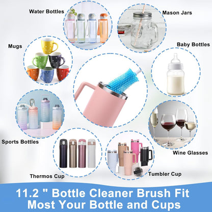 XANGNIER 5 Pcs Water Bottle Cleaner Brush Set for Owala 24oz/32oz/40oz Cup,Multifunctional Bottle Brush and Long Straw Cleaner Brush,Cleaning Kit for Owala/Stanley/Yeti Tumbler Cup Accessories