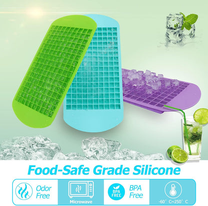 Silicone Mini Ice Cube Trays 3 Pack, 160 Crushed Ice Cube Molds Easy Release Small Ice Cube for Chilling Whiskey Cocktail, Kitchen Gadgets Stackable Ice Trays, Specialty Accessories Tool for Freezer