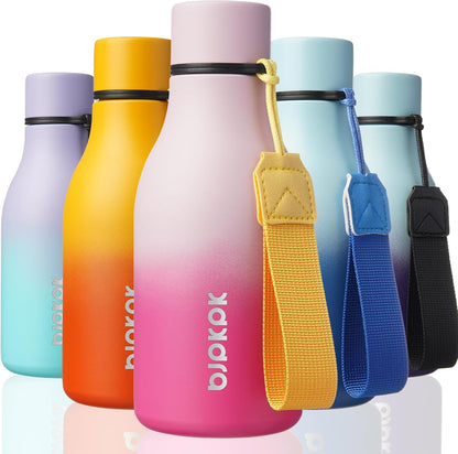 BJPKPK Insulated Water Bottles, 18 oz Stainless Steel Metal Water Bottle with Strap, BPA Free Leak Proof Jugs, Mugs, Flasks, Reusable Thermal Flasks for Sports & Travel, Black - Colors A