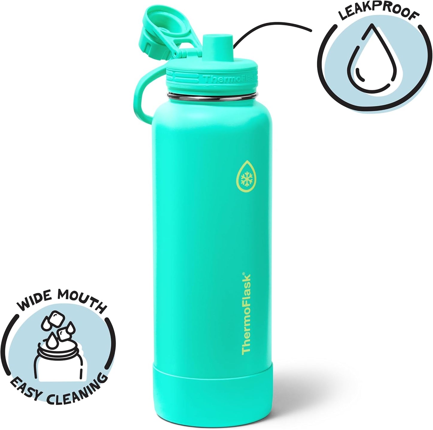 ThermoFlask Insulated Water Bottle with Spout Lid (24 oz, Lemonade Stand) - Leakproof, Stainless Steel Water Bottle for Cold & Hot Drinks, Travel & Daily Hydration