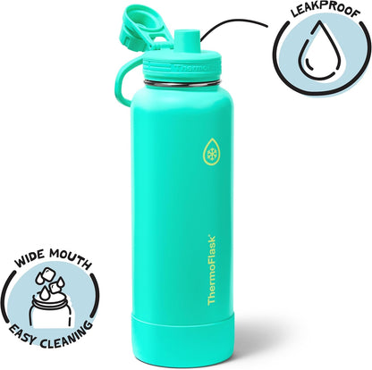 ThermoFlask Insulated Water Bottle with Spout Lid (24 oz, Lemonade Stand) - Leakproof, Stainless Steel Water Bottle for Cold & Hot Drinks, Travel & Daily Hydration