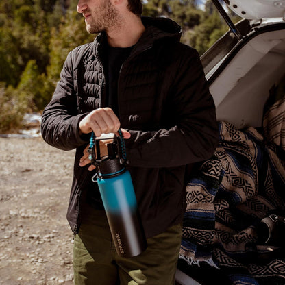 Insulated Water Bottle 40oz,Triple Wall Vacuum Stainless Steel(Dishwasher Safe),Leak Proof & Non-BPA,Flask Jug with Paracord Handle & Straw Spout Lids Sports Cherry Blossom