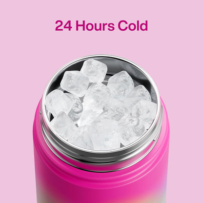 ENCOOL Insulated Water Bottle with Straw Stainless Steel Water Bottle, Leak-Proof, BPA-Free, Double Wall Vacuum Keeps Cold for 24 Hours for Sports, Travel, School (26 oz, Cotton Candy) - Colors A