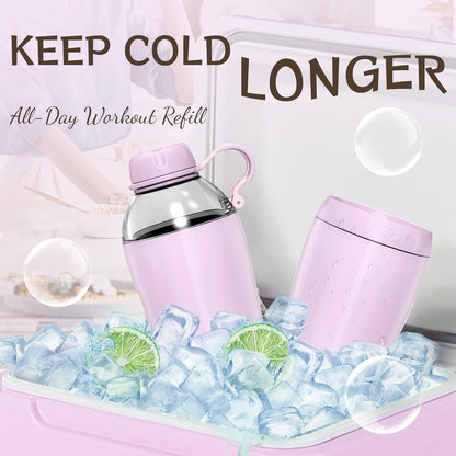 Allcho Insulated Water Bottle for Women, 18oz Stainless Steel Leak Proof Tumbler with 2 Lids, BPA-Free Tritan Chug & Straw Lid, Double Wall Vacuum Flask