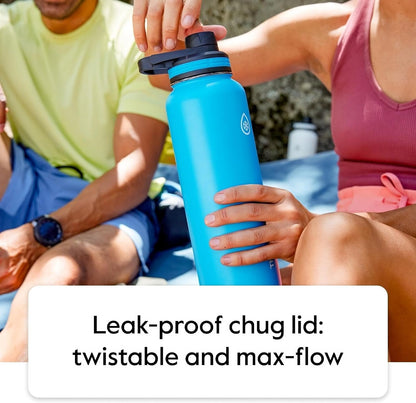 ThermoFlask Insulated Water Bottle with Spout Lid (24 oz, Lemonade Stand) - Leakproof, Stainless Steel Water Bottle for Cold & Hot Drinks, Travel & Daily Hydration