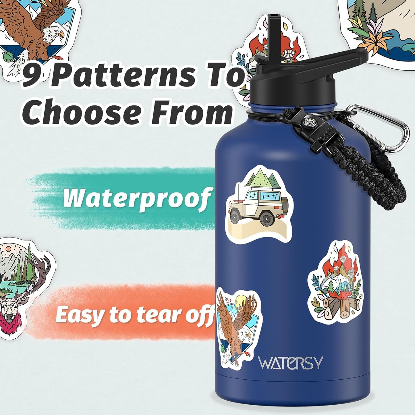 40oz Insulated Water Bottle (Cold for 48 Hrs),BPA Free&Leak Proof,Stainless Steel Water Flask,Water Jug with Straw Spout Lids for Gym,Hiking,Travel,Black Blue