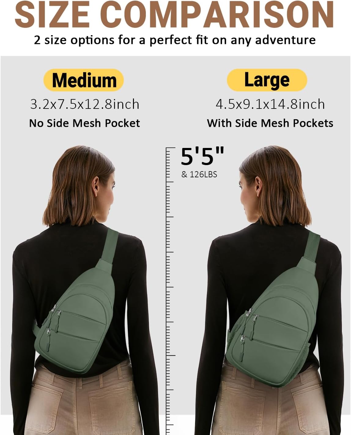 Tuwubi Crossbody Bags for Women, Sling Bag for Men, Small Hiking Backpack Anti Theft Lightweight for Outdoors Travel (M, Black)