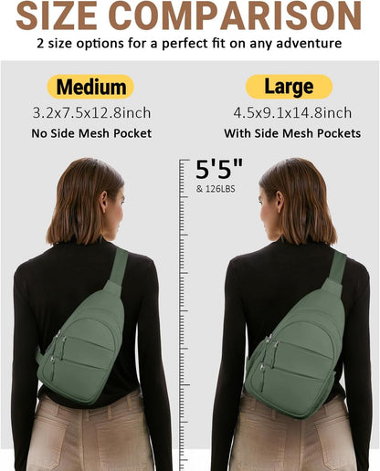Tuwubi Crossbody Bags for Women, Sling Bag for Men, Small Hiking Backpack Anti Theft Lightweight for Outdoors Travel (M, Black)