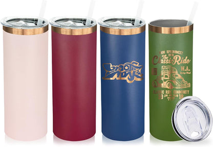 20 oz Skinny Tumblers Bulk, Stainless Steel Insulated Tumbler with Lids and Straws, Slim Double Wall Powder Coated Travel Coffee Mugs Reusable Cup for Hot Cold Drinks (Black,1 pack)