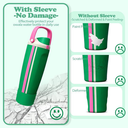 2PCS Silicone Boots for Owala 30oz & 40oz FreeSip Sway Bottles & Tumblers – Non-Slip, Scratch-Resistant, Stability Enhancer for Owala Accessories (Eucalyptus Green) - Colors A