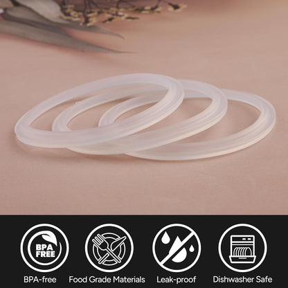 Rubber Gaskets Compatible with Hydro Flask Wide Mouth Lid Cap, Leak-Proof Silicone Seal O-Ring Parts, BPA-Free, 6 Pack
