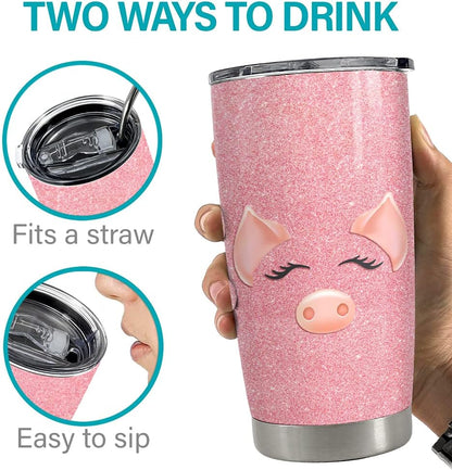SANDJEST Pickleball Tumbler 20oz, Stainless Steel Travel Cup with Lid, Insulated Coffee Mug, Pickleballs Gifts for Women Girls Friends Sisters Players on Birthday Christmas