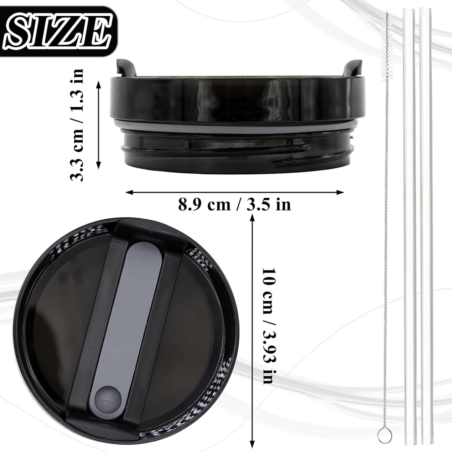 40oz Tumbler Lid Compatible for Stanley, 2 Pack Replacement Tumbler Lids Fit for Stanley Quencher 2.0 Tumbler 40 OZ, with Straws and Cleaning Brush (Orchid)