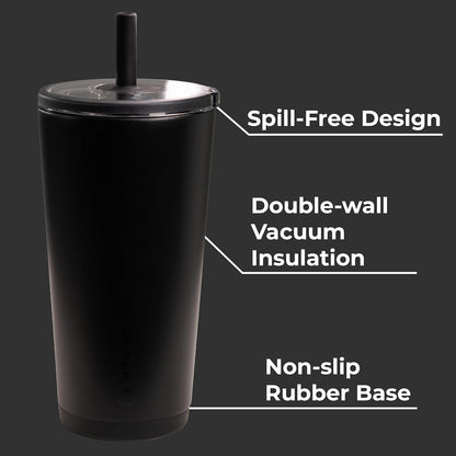 HydroJug Everyday Tumbler 20 oz – Ceramic-Lined Insulated Tumbler with Straw and Soft-Touch Lid, Cup Holder Friendly, Double-Wall Vacuum Insulation, Reusable Travel Cup – Rodeo