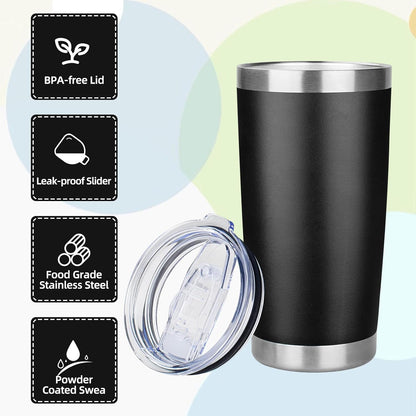 20oz Tumbler with Lid Stainless Steel Insulated Tumblers Travel Coffee Tumbler Bulk Double Wall Vacuum Insulated Water Cup Gifts for Christmas Women Men Her Him Home Office(Navy Blue, 1pack)
