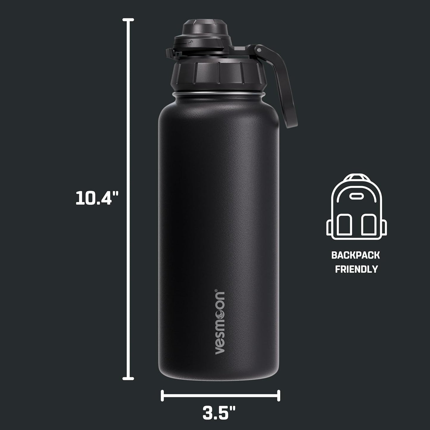 Vesmoon Vessence 24 Oz Stainless Steel Tea Infuser Bottle for Loose Leaf Tea, Water, Herbs, Fruits - Triple Layered Insulated, Leak Proof Bottle with Lid and Clip Handle - 24 Hours Hot/Cold