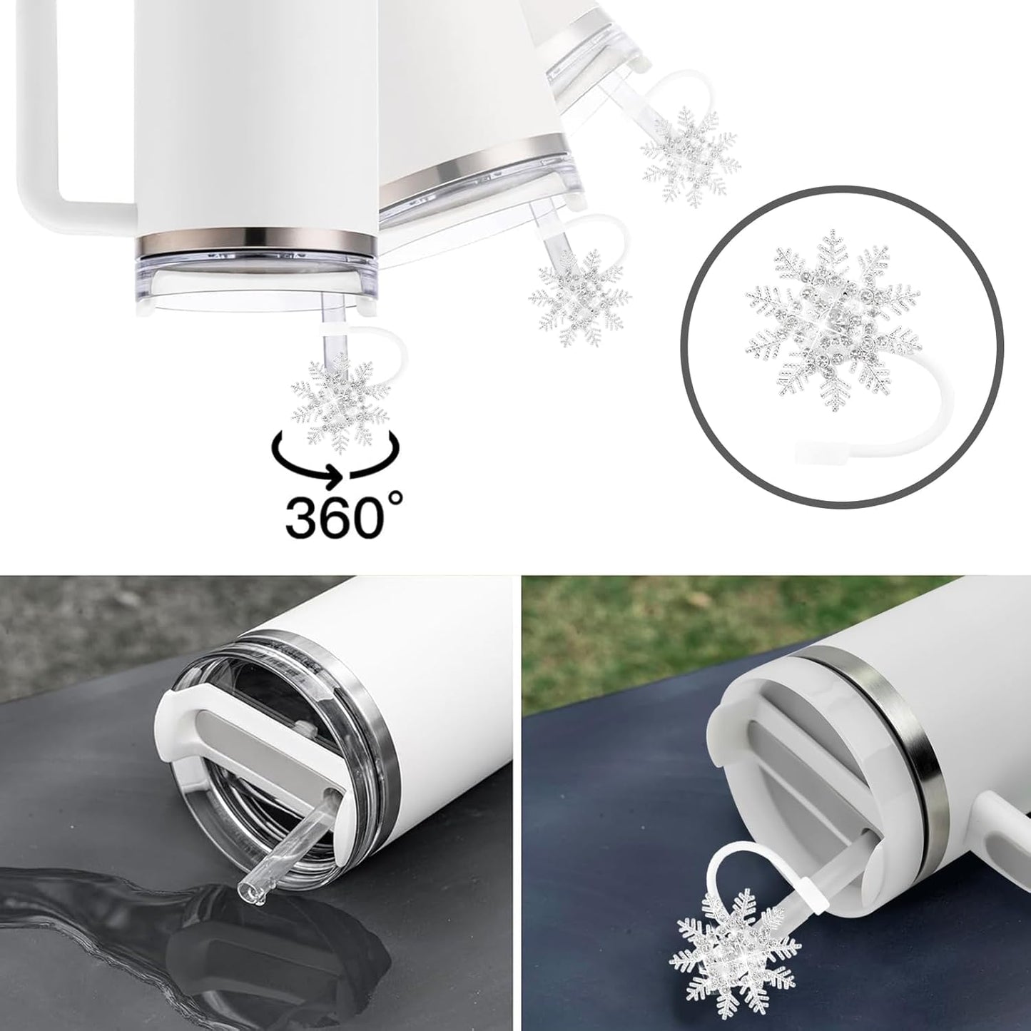 Cute Straw Cover Cap for Stanley Cup Accessories,Bling Straw Toppers for Stanley Tumbler 40&30 oz,Reusable Straws Tips Protectors Compatible with 10mm Straws