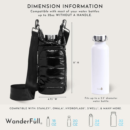 WanderFull Original HydroBag Fits Up to 32 oz Water Bottle Holder with Strap – Hands-Free Crossbody Water Bottle Carrier Bag with Phone Pocket - Colors A