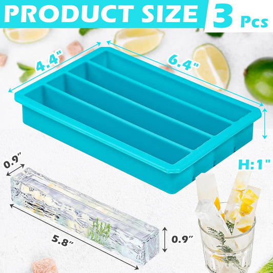 Webake Silicone Ice Cube Trays for Water Bottles Ice Cube Mold 12 Cavity, Easy Release Long Ice Cube Sticks For Bottled Beverage, Soda, Sport Drinks, Burritos Egg, Pack of 3