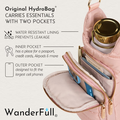 WanderFull Original HydroBag Fits Up to 32 oz Water Bottle Holder with Strap – Hands-Free Crossbody Water Bottle Carrier Bag with Phone Pocket - Colors B