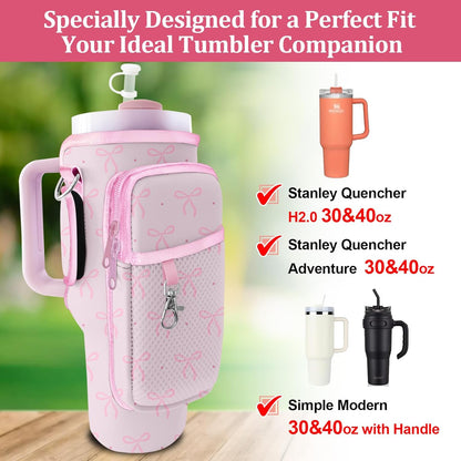 Stanley Carrier Bag for Stanley 40oz/30ozTumbler with Phone with 2 Adjustable Strap,3 Pockets Bottle Stanley Cup Carrier Bag & Case,Accessories for Hiking Travelling