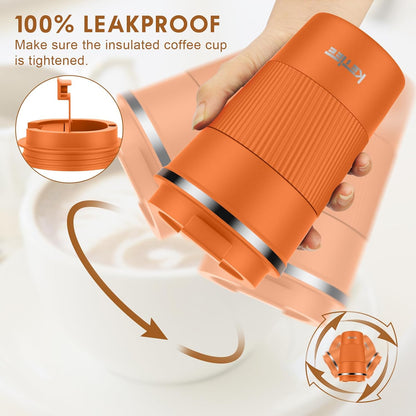 KETIEE Travel Coffee Mug Spill Proof 12oz, Insulated Travel Mug to Go, Reusable Coffee Cup with Seal Lid, Vacuum Stainless Steel Tumbler for Hot/Cold Drinks (Red)