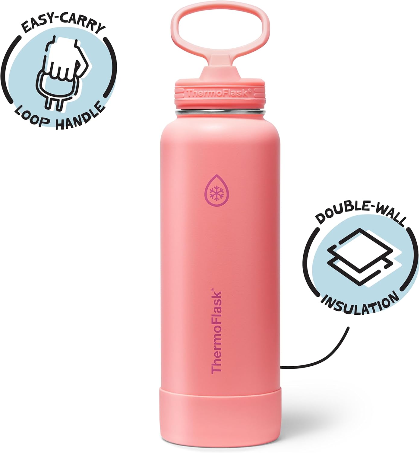 ThermoFlask Insulated Water Bottle with Spout Lid (24 oz, Lemonade Stand) - Leakproof, Stainless Steel Water Bottle for Cold & Hot Drinks, Travel & Daily Hydration