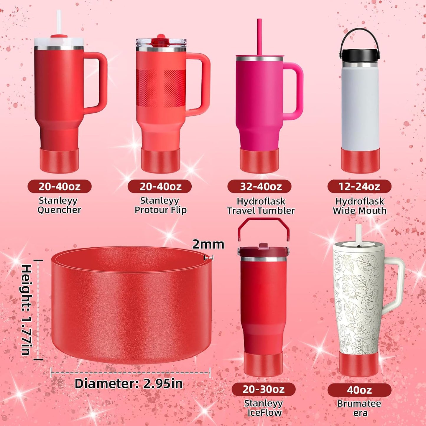 Glossy Gradient Silicone Boot, Compatible with Stanley H2.0 20-40oz & IceFlow 20-30oz, Chameleon Metallic Shimmer Cup Sleeve Protector for Hydroflask and Bottle Bottom with 2.8-3in