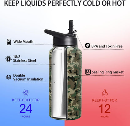 32 oz Pickleball Insulated Water Bottle with Straw - Pickleball Gym Hiking Sports Coffee Mug | Perfect Pickleball Gifts for Women, Pickleball Decor Accessories