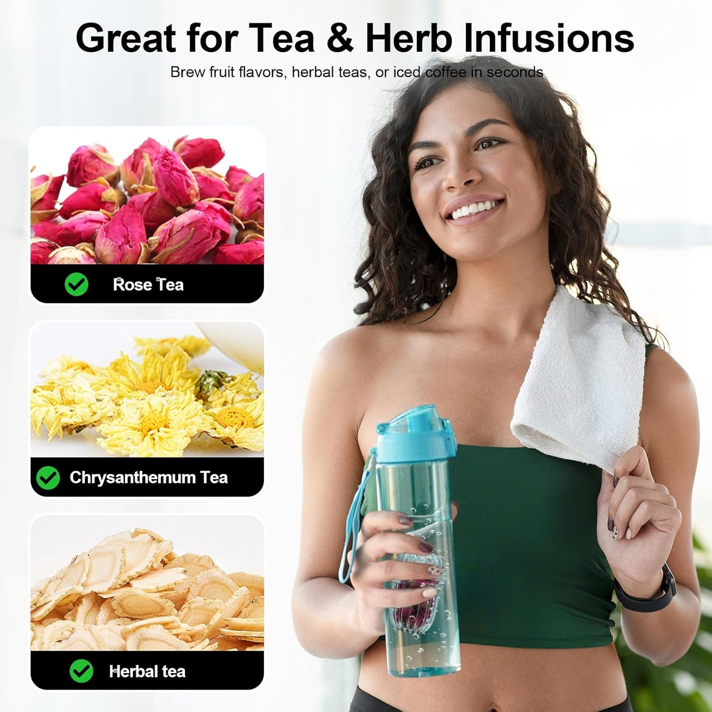 2-Pack Fruit Infuser Inserts for Wide Mouth Water Bottles, Leak-Proof Herb & Tea Strainer, BPA-Free Reusable Diffuser Compatible with 32-40oz Tumblers (Ice Cube Compatible) ﻿