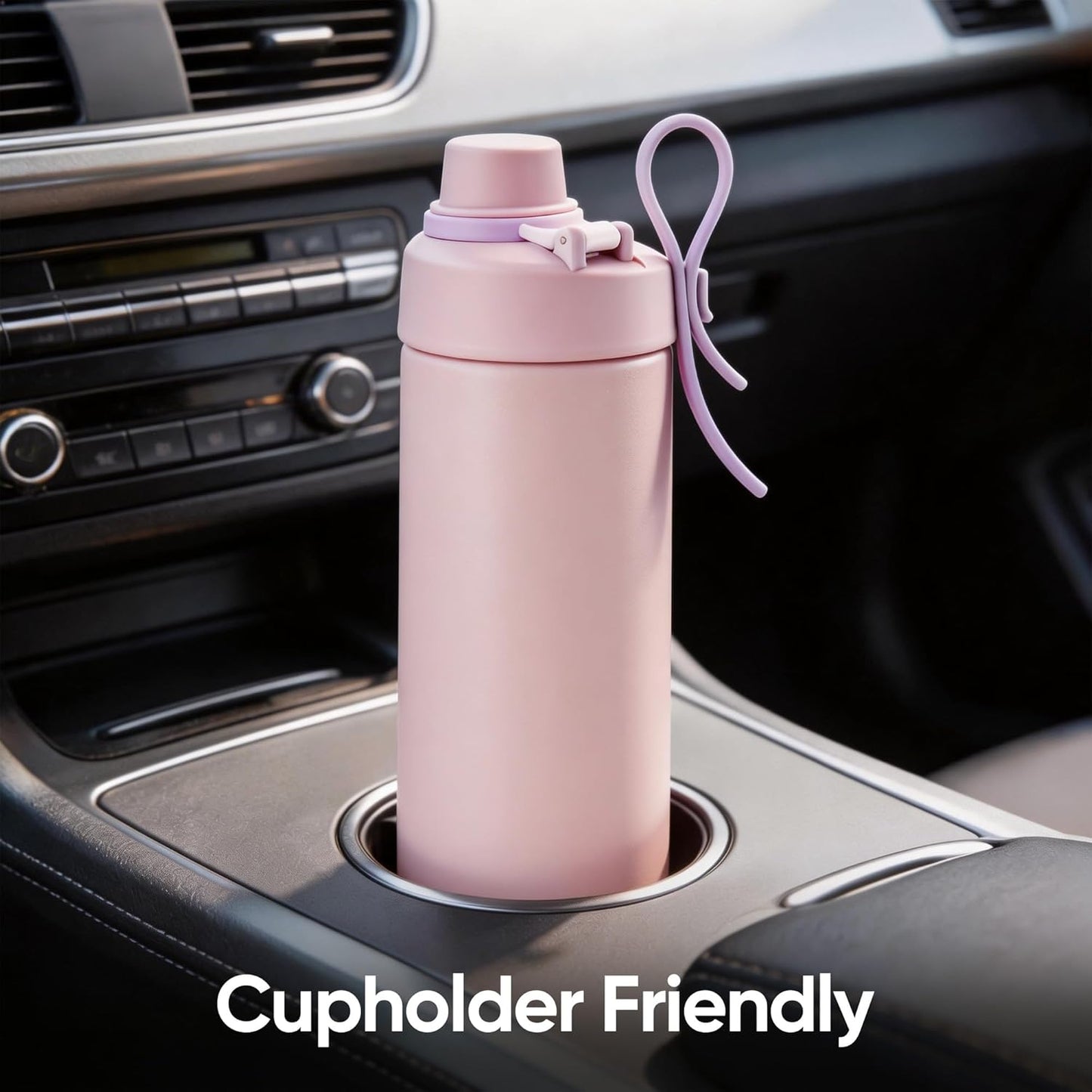 Fijinhom 18 oz Insulated Water Bottle with Handle, 304 Stainless Steel Double Wall Vacuum, Keep 24H Cold, Leak Proof, BPA-Free,with Lid & Non-Slip Bottom for Outdoor, Sports, Work, Travel (Black)