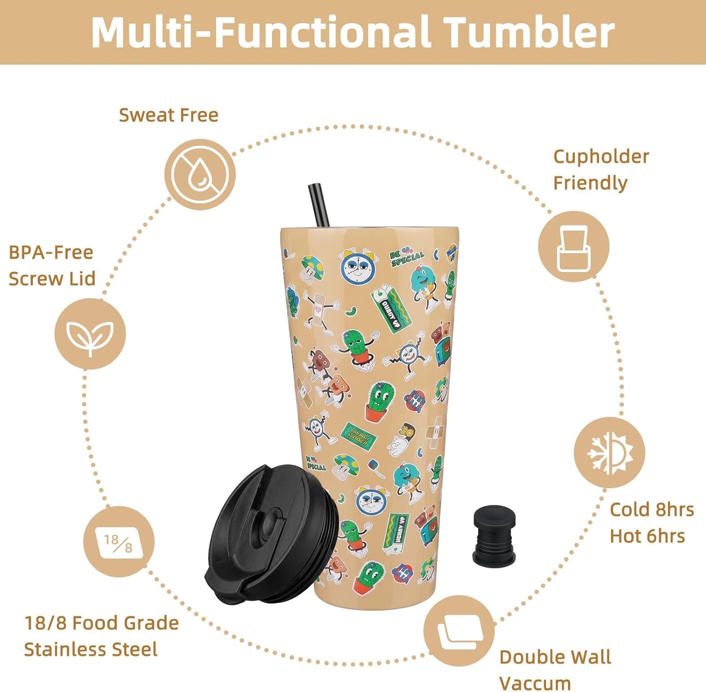 BJPKPK 4 Pack Tumbler with Lid and Straw,30oz Insulated Tumblers Bulk Reusable Travel Coffee Mug, Dishwasher Safe Double Wall Vacuum Insulated Cup Gift for Men Women,Light Blue Leopard